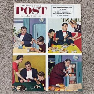 Saturday Evening Post Magazine November 6, 1954‎ Vintage Cover Art Collectible